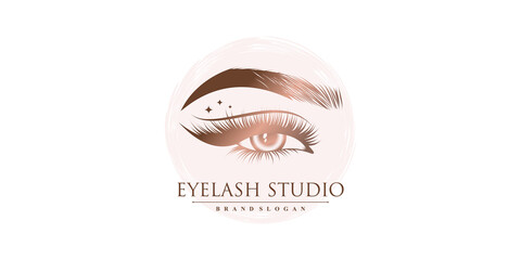 Wall Mural - Beauty eyelash logo design Premium Vector