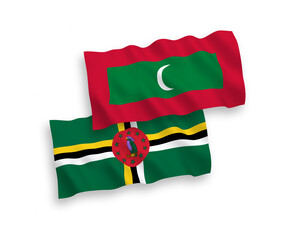 Flags of Dominica and Maldives on a white background