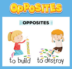 Canvas Print - Opposite English words for kids