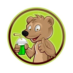 Wall Mural - mongoose with a glass of juice badge version