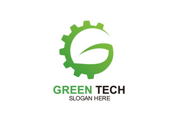 Wall Mural - symbol icon green tech logo design inspiration.