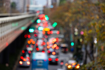 Wall Mural - Blur view of city traffic in the evening