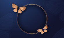 Frame Butterflies, Horizontal, Artistic, Colorful, Abstract, Background Banner, Dark Background, Vector Illustration.
