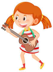 Sticker - Girl with pigtails playing guitar