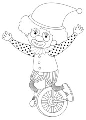Wall Mural - clown black and white doodle character