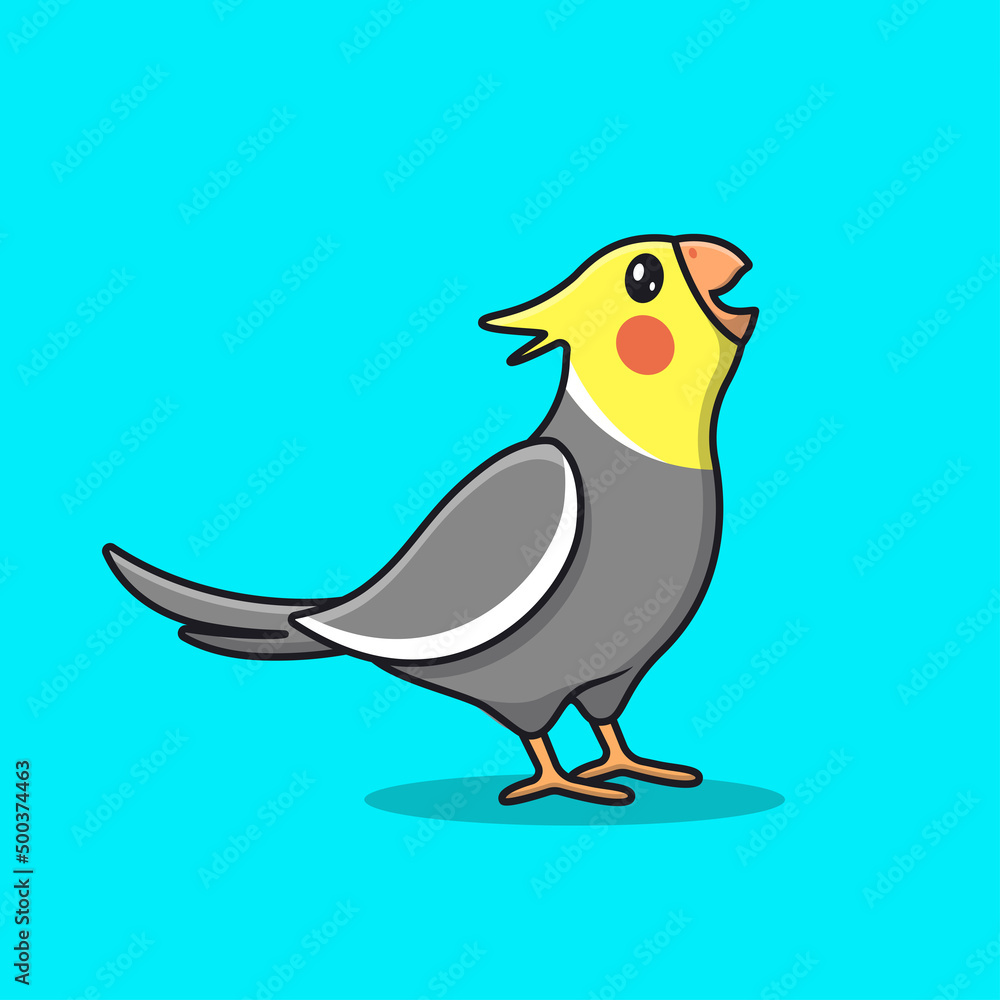 Cute Screaming Cockatiel Bird Cartoon Vector Icon Illustration. Animal ...