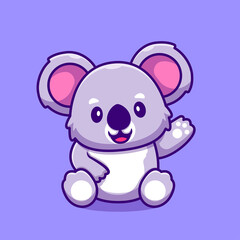  Cute Koala Waving Hand Cartoon Vector Icon Illustration. Animal Love 
Icon Concept Isolated Premium Vector. Flat Cartoon Style