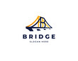 Big building long bridge arch cantilever path vector logo design, Creative letter B Bridge arch logo design
