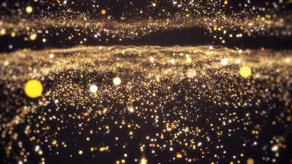 Wall Mural - gold particles waving awards elegance abstract background.