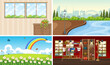 © GraphicsRF - Four different scenes of park and shop