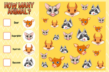 Wall Mural - counting number template with animal