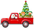 © GraphicsRF - Santa driving car to delivery Christmas gifts