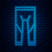 Glowing Neon Line Wetsuit For Scuba Diving Icon Isolated On Brick Wall Background. Diving Underwater Equipment. Vector