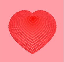 Red Heart Made Of Red Rope Isolated On Pink Background