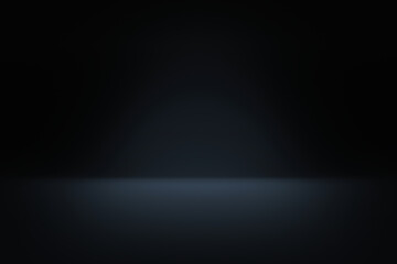 Leinwandbilder - Empty gradient black backdrop wallpaper studio floor template of abstract light dark background space or blank illustration room and spotlight product display stage on presentation ground platform.