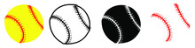 Softball Vector Icon Set. Baseball Illustration Sign Collection. Ball Symbol Or Logo.