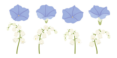 Wall Mural - Set of colorful blooming flowers illustration.