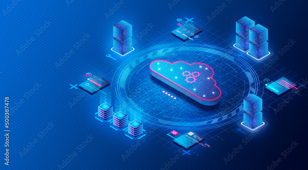 Cloud Database Management System Concept - 3D Illustration Stock ...