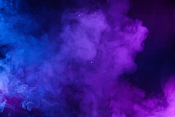 Wall Mural - smoke clouds pink and blue with shiny glitter stars abstract cosmic sky background