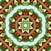 Kaleidoscope, Mandala, Fresh Vegetables Abstract Pattern, Healthy Food Concept