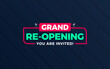 Grand re-opening background design template with 3d editable text effect