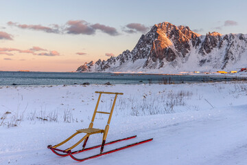 Wall Mural - Norway mountains around the sea in the winter time