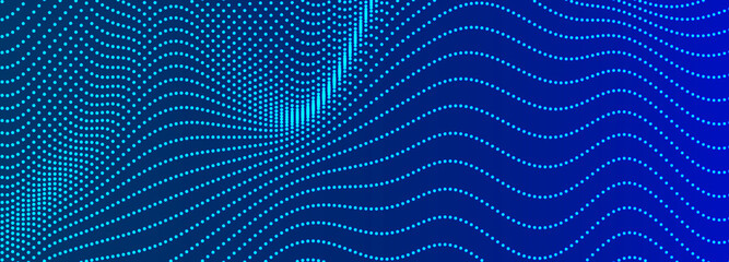 Fototapete - Abstract blue background of points. Cyber particles. Big data stream. Vector illustration