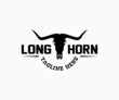 Long Horn bull logo template.  Buffalo, Cow, Ox, Bull head logo design template.