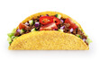 Mexican tacos with meat and vegetables isolated on white background. With clipping path.