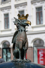 Sculpture Of A Griffin On Gustav Adolfs Square, Malmo, Sweden