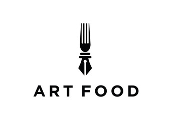 Wall Mural - pen creative food logo design icon illustration