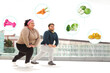 © New Africa - Weight loss concept. Overweight couple doing sport exercises together outdoors