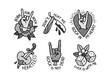 Printable Tattoo designs with phrases and quots in Rockabilly style. Old school tattoo stickers collection in Rock n Roll style. Trendy Tattoo Rock style sticker and badge designs  
