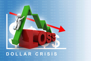 3d illustration Financial crisis concept, Economic Crisis. Business concept
