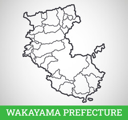  Simple outline map of Wakayama Prefecture, Japan. Vector graphic illustration.