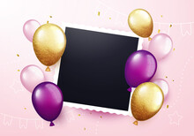 Birthday Party Background With Photo And Balloons