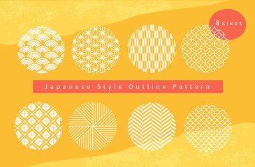 Wall Mural - Japanese pattern pattern material set, traditional classic luxury style