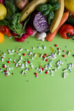 Fototapeta Kuchnia - Witaminy i suplementacja diety, zdrowe zrównoważone odżywianie i odchudzanie się