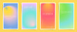 © Takoyaki Shop - Japanese means - Aesthetic design. Summer gradient blurred frames cover template design set for poster, decorative interior placard, social media posts and stories. Duotone vector modern art.