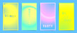 Summer gradient neon design set for poster background, social media stories, posts, aesthetic blurry frames and decorative banners. Duotone vertical minimal vector cover kit.