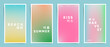 Abstract summer blurry neon vertical stories, gradient cover template design frames for poster, social media post and stories banner. Blurred vibrant korean summer gradient decorative card. 