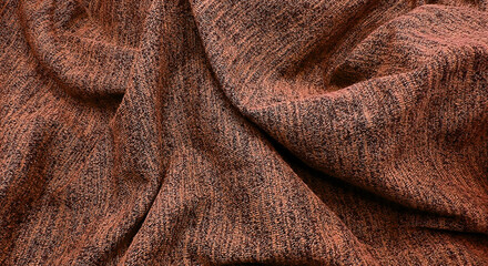 Wall Mural - brown textile cloth texture, close-up of fabrics, abstract images of fabrics. warm brown sweater fabric texture background, wool close up (focused at center). season winter autumn spring.