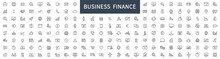 Business Thin Line Icons. Finance Icons Set. Business Finance Icon Collection. Vector