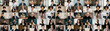 A group of people multicultural social network communication online men and women collage portraits