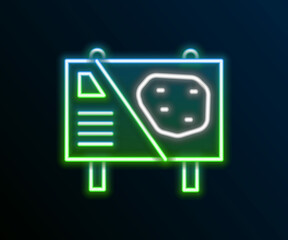 Poster - Glowing neon line Amusement park billboard icon isolated on black background. Entertainment in vacation. Colorful outline concept. Vector