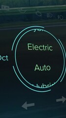 Wall Mural - animation of speedometer, power type, charge and status data on hybrid vehicle interface