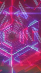 Wall Mural - animation of triangles over digital tunnel