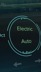 Wall Mural - animation of speedometer, power type, charge and status data on hybrid vehicle interface