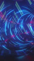 Wall Mural - animation of triangles over digital tunnel
