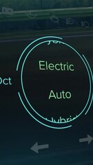 Wall Mural - animation of interface with speedometer, fuel selection and status information, on black